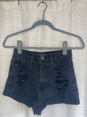 Fashion Nova Black Distressed High-Rise Denim Shorts